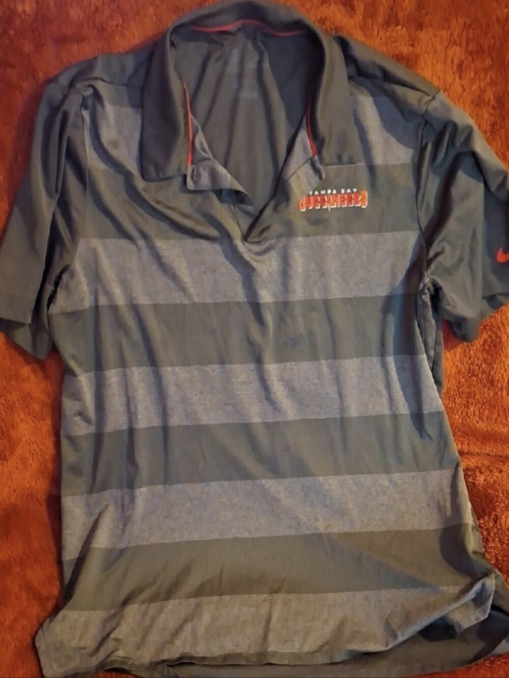 Tampa Bay Buccaneers Gray Striped Polo Shirt